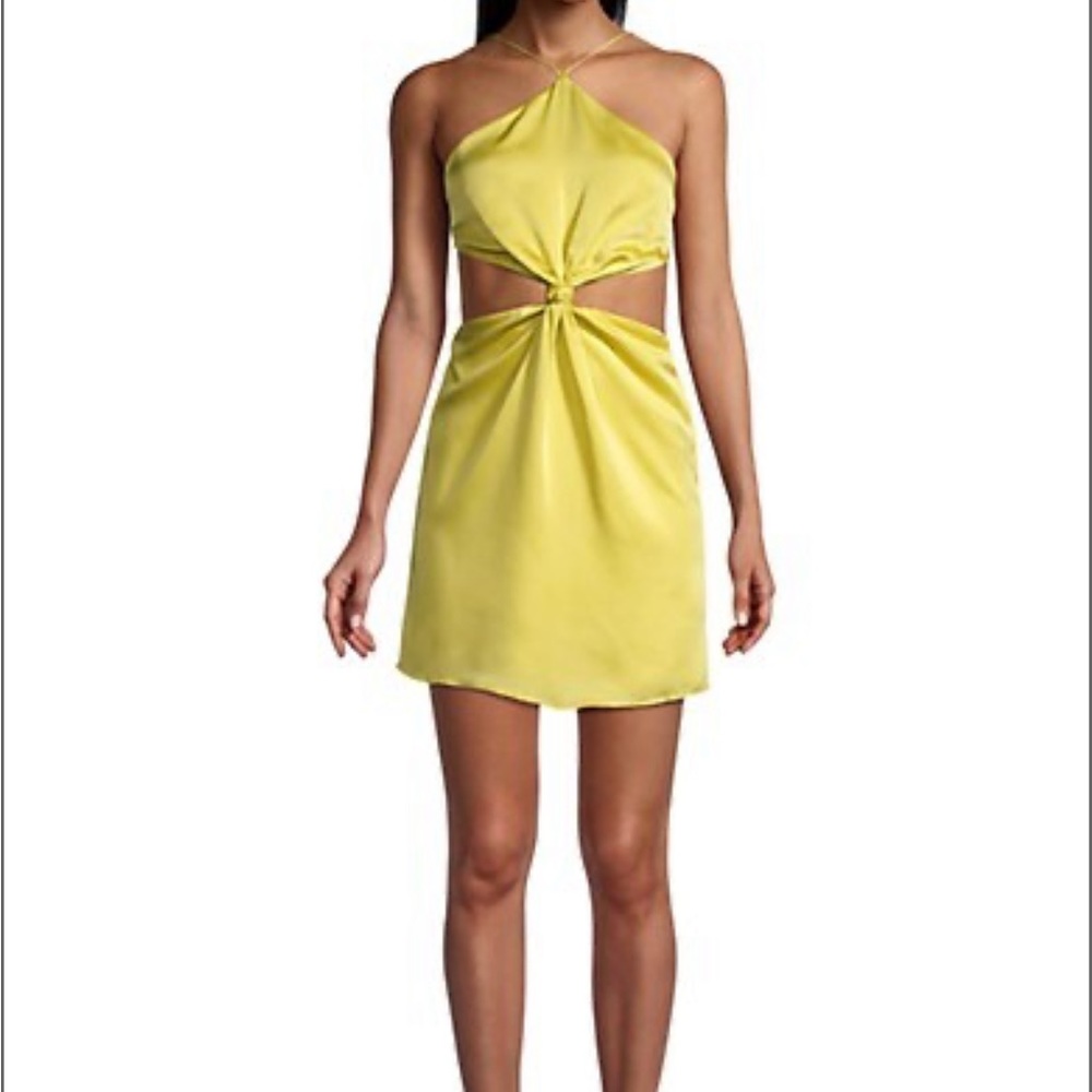 Demeter Cut-Out Knotted Minidress by Frame and Partners in yellow